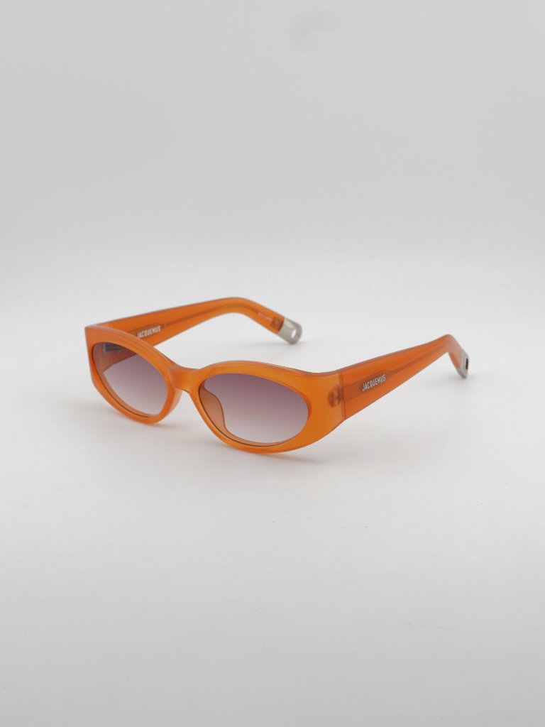 Jacquemus Ovalo Jac/4 C10 Sunglasses Milky Amber Cat Eye Frame, Plum Lenses
